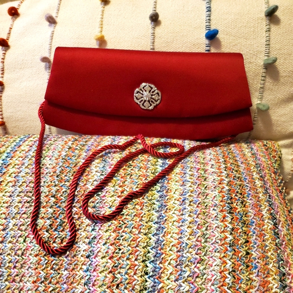 Lipstick red satin Vanessa evening bag/clutch.